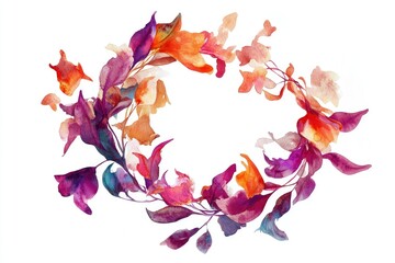 Poster - A beautiful watercolor painting of a floral wreath, perfect for spring or summer designs