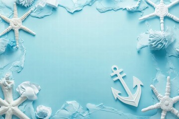 Leinwandbilder - Nautical decoration featuring anchor and marine elements with ample space for text or additional design. Generative AI