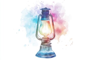 Wall Mural - A watercolor painting of a single lantern on a plain white background