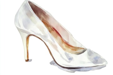 Wall Mural - Watercolor illustration of a single woman's shoe