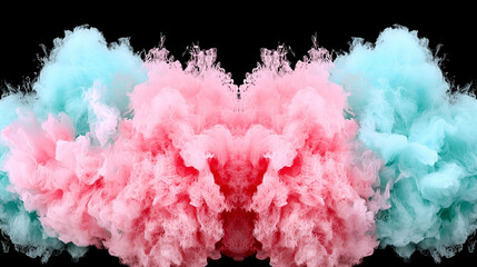 Sticker - Colorful smoke bursts in pink and blue create a dynamic, abstract background against a black backdrop, showcasing vibrant hues and fluid movement.