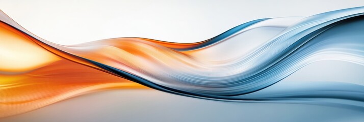 Aufkleber - Elegant abstract glossy waves in soft hues of orange and blue conveying motion and fluidity. Generative AI