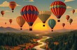 © Flop - Art Deco Hot Air Balloon Festival Over Forested River