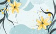 © Alena - Bright yellow flowers bloom against a soft blue background in a watercolor style artwork created by an anonymous artist