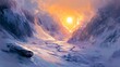 © zunitz - Majestic Mountain Valley Sunset Winter Landscape