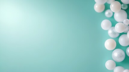Canvas Print - blue background with white balloons