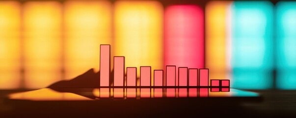 Wall Mural - colorful abstract background with chart bar graph on table surface for business and finance concept