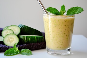 Refreshing cucumber and mint anti-inflammatory smoothie recipe kitchen beverage bright healthy