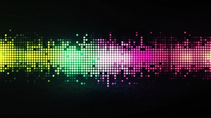 Poster - Vibrant abstract glowing mosaic with pixelated elements in a colorful spectrum illuminating a dark backdrop. Generative AI