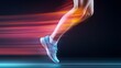 © อาริษา วันดี - Dynamic Motion of a Runner's Leg in a Blurred Background Illustrating Speed and Athleticism with Vivid Colors and Energy Effects