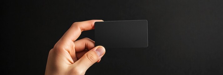 Aufkleber - Sleek black gift card held by a hand against a dark background with ample space for text and design customization. Generative AI