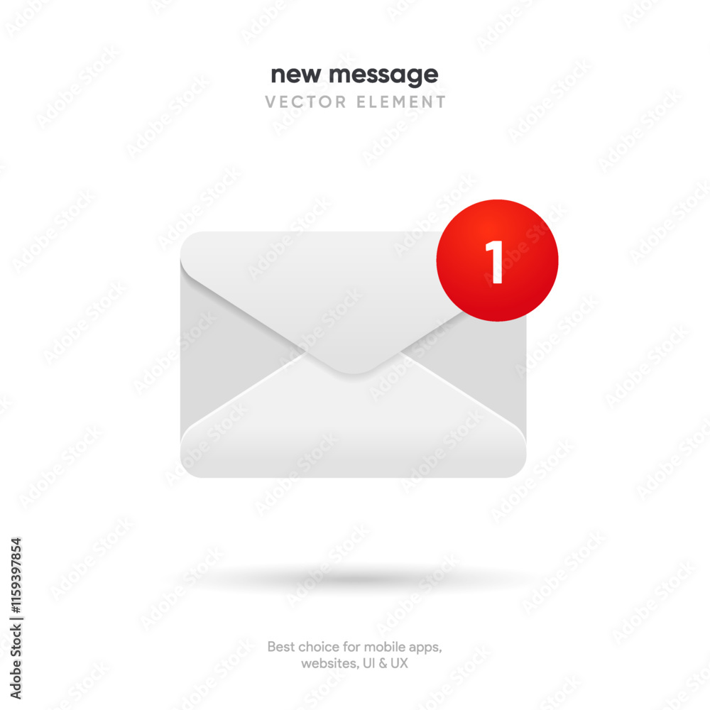 New message notification concept on realistic smartphone mockup. New ...