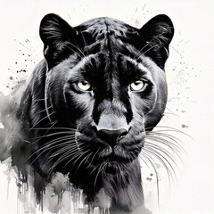 Wall Mural - artistic brushstroke panther
