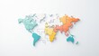 © อาริษา วันดี - Creative puzzle map of the world in a modern flat design, showcasing colorful segments that represent different continents and regions in a stylish, minimalistic layout.