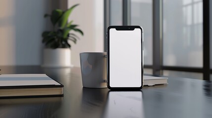 a modern smartphone with white blank mockup screen for product display and advertisement 