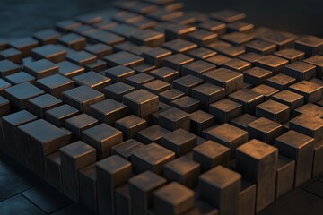 Wall Mural - Interlocking cubes with shimmering textures and shadows