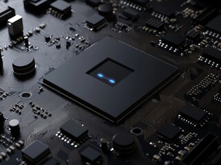 Aufkleber - Radiant computer chip and motherboard technology on a circuit board.