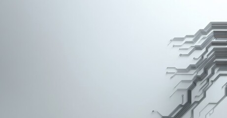 Leinwandbilder - A black circuit diagram contrasts with a white background. A high-tech connection system for circuit boards. Contemporary abstract technology displayed on a white background.