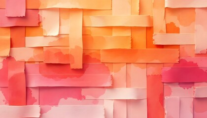 Aufkleber - Bright pink, orange and violet woven paper collage isolated on a white background. Vibrant woven paper collage art. Geometric seamless pattern. Geometric seamless pattern. Abstract background