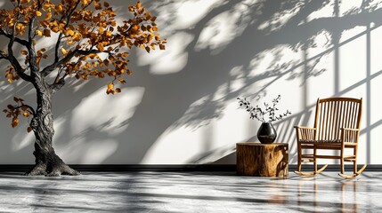 Poster - Wall Mockup with Sofa and Lights: Stock Interior Design