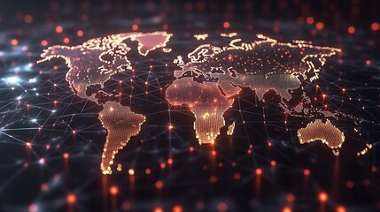 Global network connection, digital world map. (1)