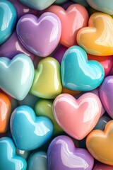 Wall Mural - 3d multicolored porcelain hearts, candy colors, wallpaper for cell phone 