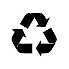 black recycling symbol on a clean white background, isolated for eco-friendly designs