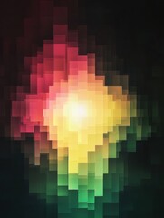 Leinwandbilder - Glowing abstract mosaic with vibrant pixelated elements creating a dynamic visual experience. Generative AI