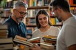 © Lubos Chlubny - Librarians organizing a pile of books in a bookstore or library