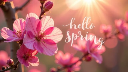 Aufkleber - Pink cherry blossoms with a 