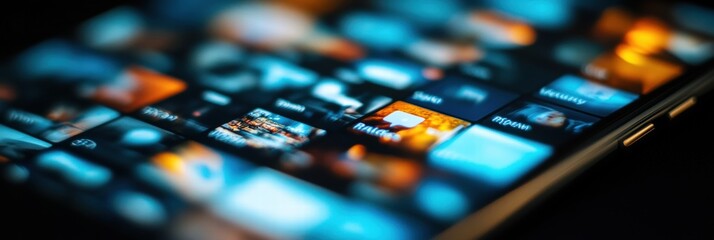 Aufkleber - News feed displayed on a smartphone screen showing various updates from a social media platform. Generative AI