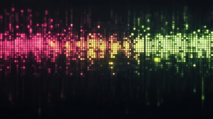 Poster - Abstract glowing mosaic with vibrant pixelated elements creating a captivating visual display at night. Generative AI
