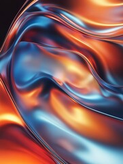 Aufkleber - Vibrant glossy waves create a mesmerizing abstract pattern with rich colors and fluid shapes in modern design. Generative AI
