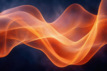 Wall Mural - abstract orange wave pattern on dark background, flowing energy, digital art.