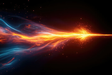 Wall Mural - abstract fiery and icy energy streams collide and merge in a cosmic dance of light and particles.
