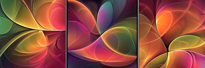 Leinwandbilder - Colorful abstract fractal patterns with space for text and artistic elements throughout. Generative AI