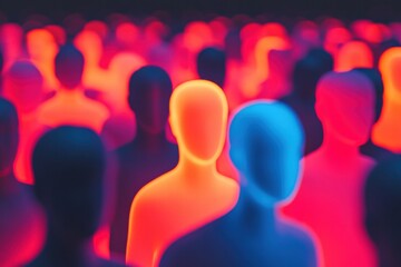 Leinwandbilder - Colorful abstract faceless avatars in a digital environment with copy space for personalized text or branding. Generative AI