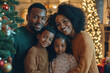 © alsu0112 - Family portrait of a beautiful, African American family in a living room decorated for Christmas. Family, children, family holidays. Advertising banner