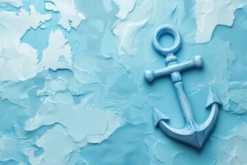 Poster - Nautical anchor resting on a textured nautical map with ample copy space for personalized text and messages. Generative AI