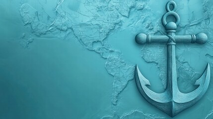 Aufkleber - Explore the marine world with a detailed nautical map featuring a sturdy anchor against a tranquil backdrop. Generative AI