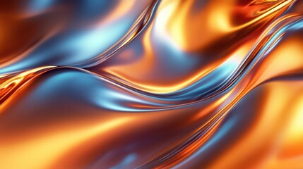 Poster - Vibrant abstract glossy waves create a mesmerizing flow of colors and patterns in a dynamic visual experience. Generative AI