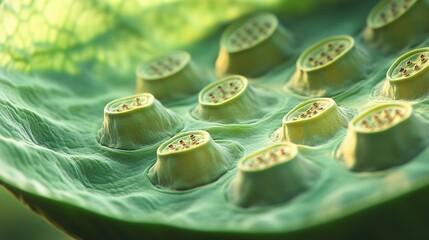 Canvas Print - Close-up of lotus seed pod with seeds.