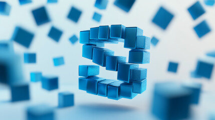 Wall Mural - Vector letter S logo. The logo is the letter S consists of cubes. Blue style