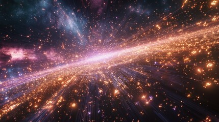 Wall Mural - Cosmic Nebula Glowing Stardust, Galactic Streams, Astral Rays