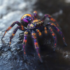 stunning spider boasting colorful body and vivid purple image