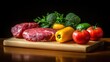 © Chanita - Gourmet meal preparation kitchen food photography indoor close-up fresh ingredients and meat