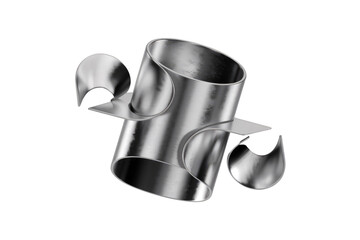 Leinwandbilder - Abstract 3D render of metallic puzzle pieces, sleek and modern design. background removed