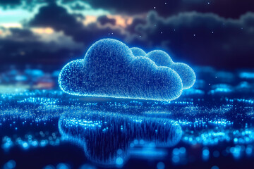 a cloud computing concept with a city in the background