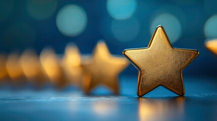 Poster - Golden stars on dark blue background; one large star stands out, symbolizing excellence, success, and achievement.