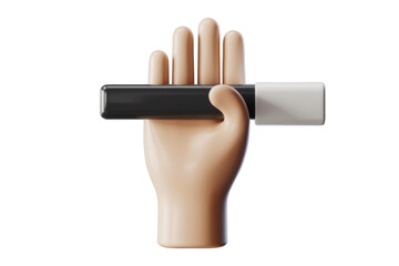 Leinwandbilder - A 3D rendering of a hand holding a black and white cylindrical object. background removed